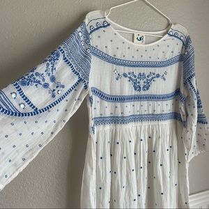 blue embroidered dress made in India